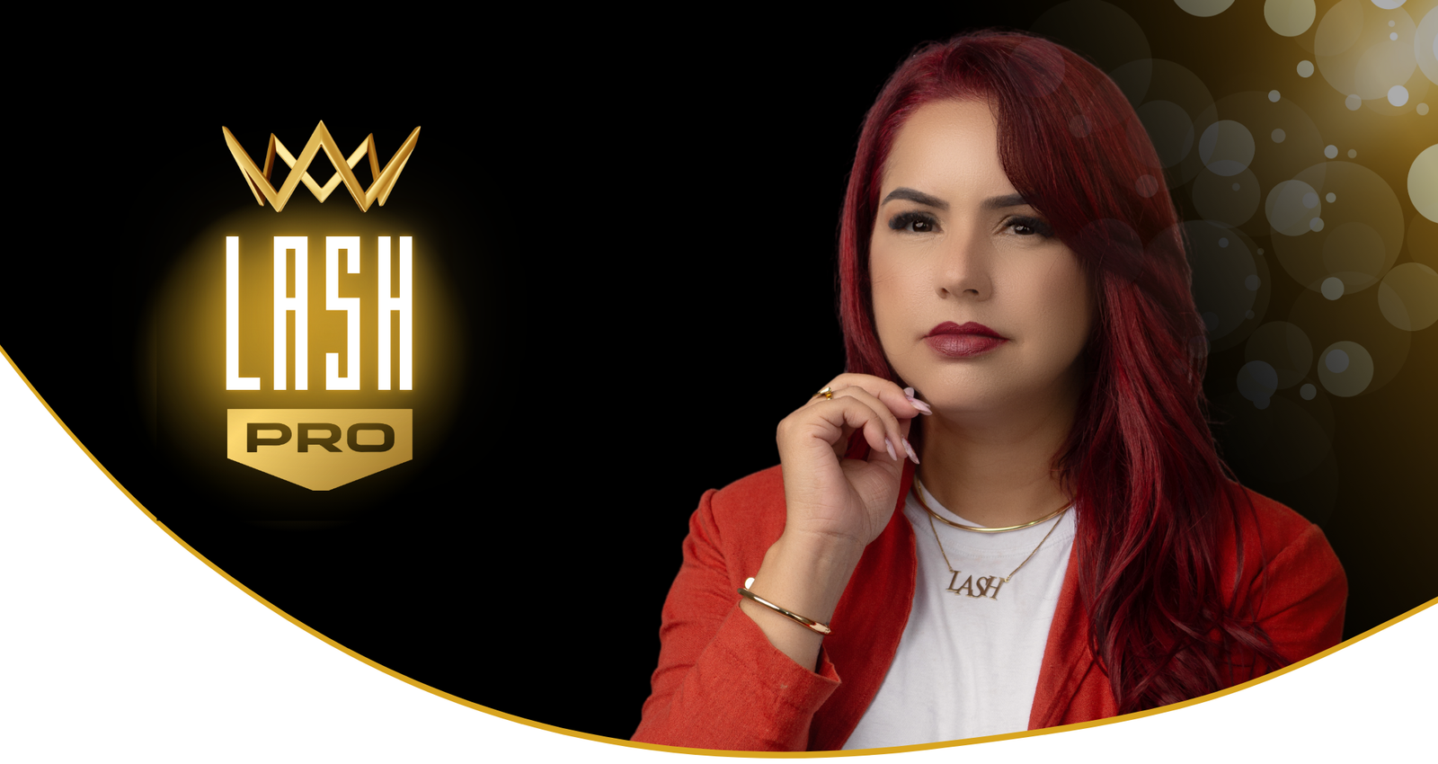 Arte oficial do Lash PRO com Angélica Barbosa e identidade dourada